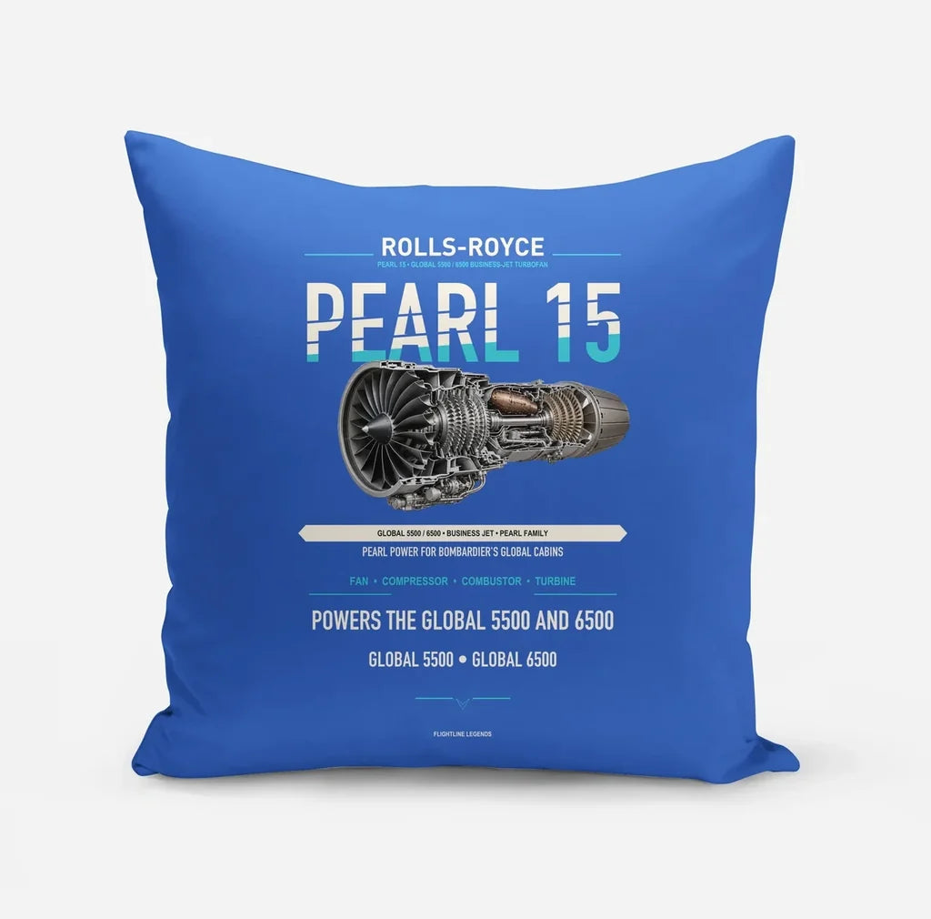 PEARL 15 design on blue pillow