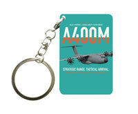 Thumbnail for Airbus A400M Atlas design on turquoise designed key chain, double-side print