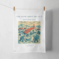 Thumbnail for VINTAGE G4355 - The Snow Drift Dig-Out - Designed Towels design on white