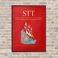 Thumbnail for Cyril E. King Airport STT — St. Thomas vertical canvas print - framed - red background