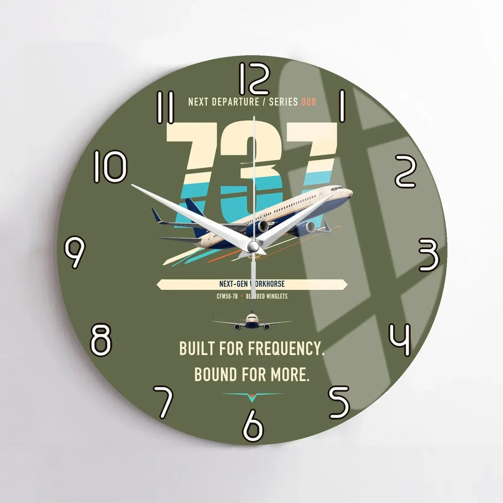 Boeing 737-800 NG design on green army no frame wall clock