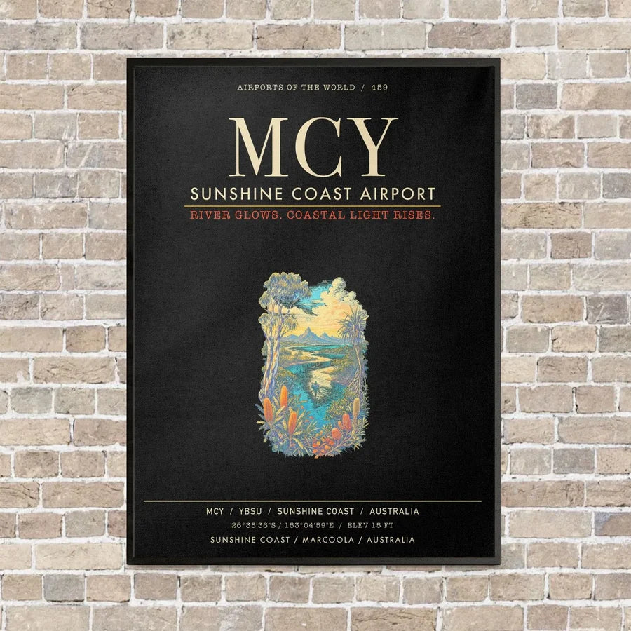 Sunshine Coast Airport MCY - Canvas Framed - Black