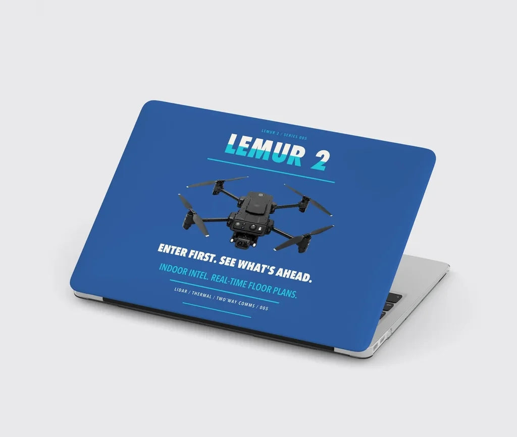 BRINC LEMUR 2 design on blue MacBook case