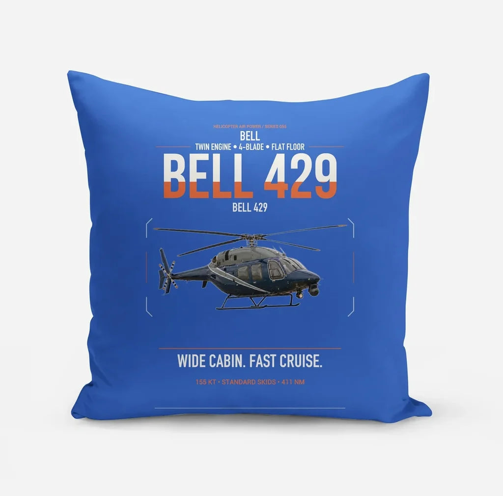 Bell 429 design on blue pillow