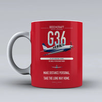 Thumbnail for Beechcraft Bonanza G36 design on red ceramic mug, double-side print
