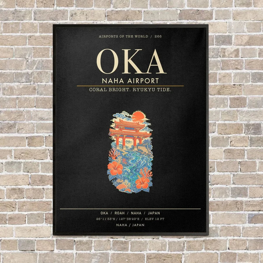 Naha Airport OKA - Canvas Framed - Black