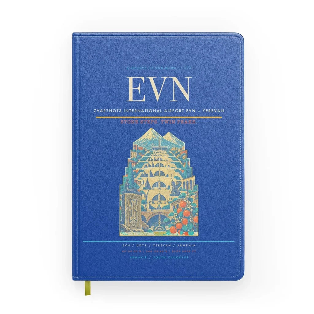 Zvartnots International Airport (EVN) design on blue notebook