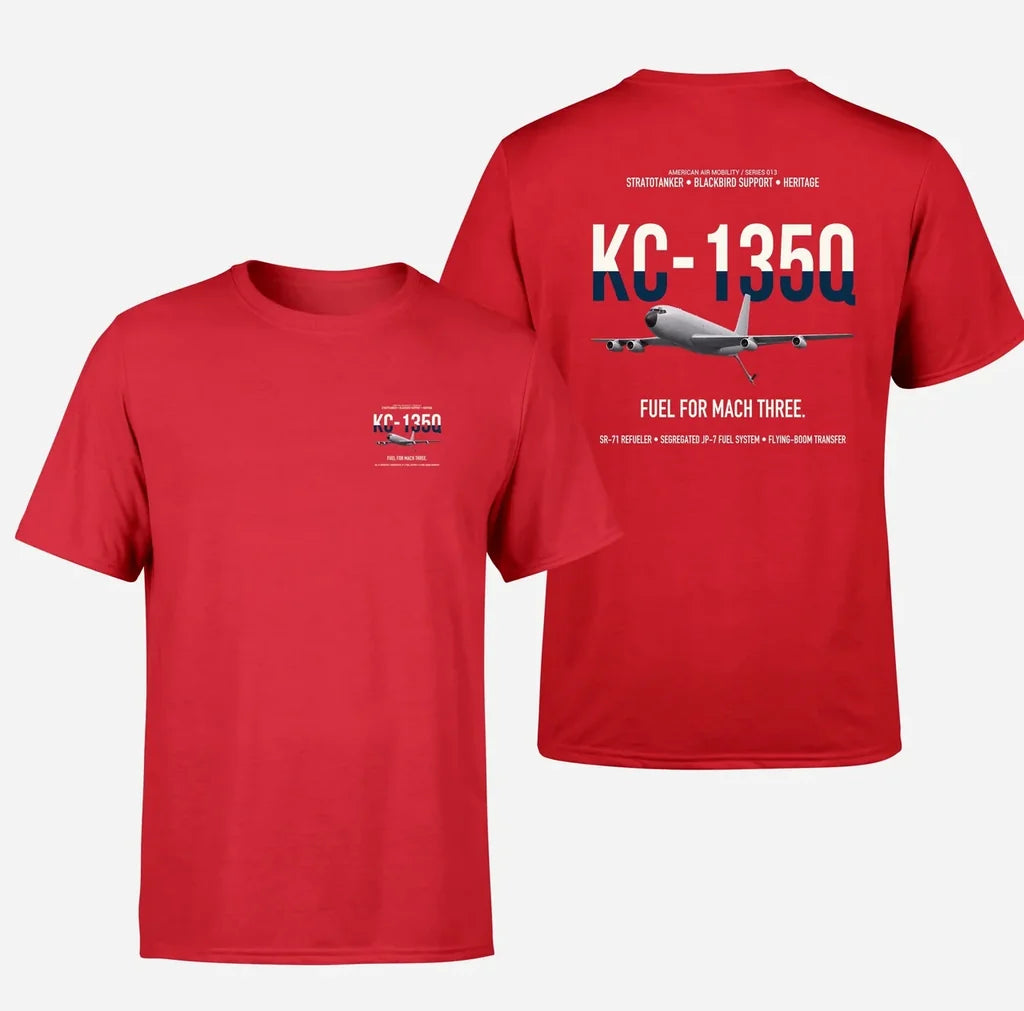 KC-135Q Blackbird Tanker design on red double-side t-shirt, double-side print