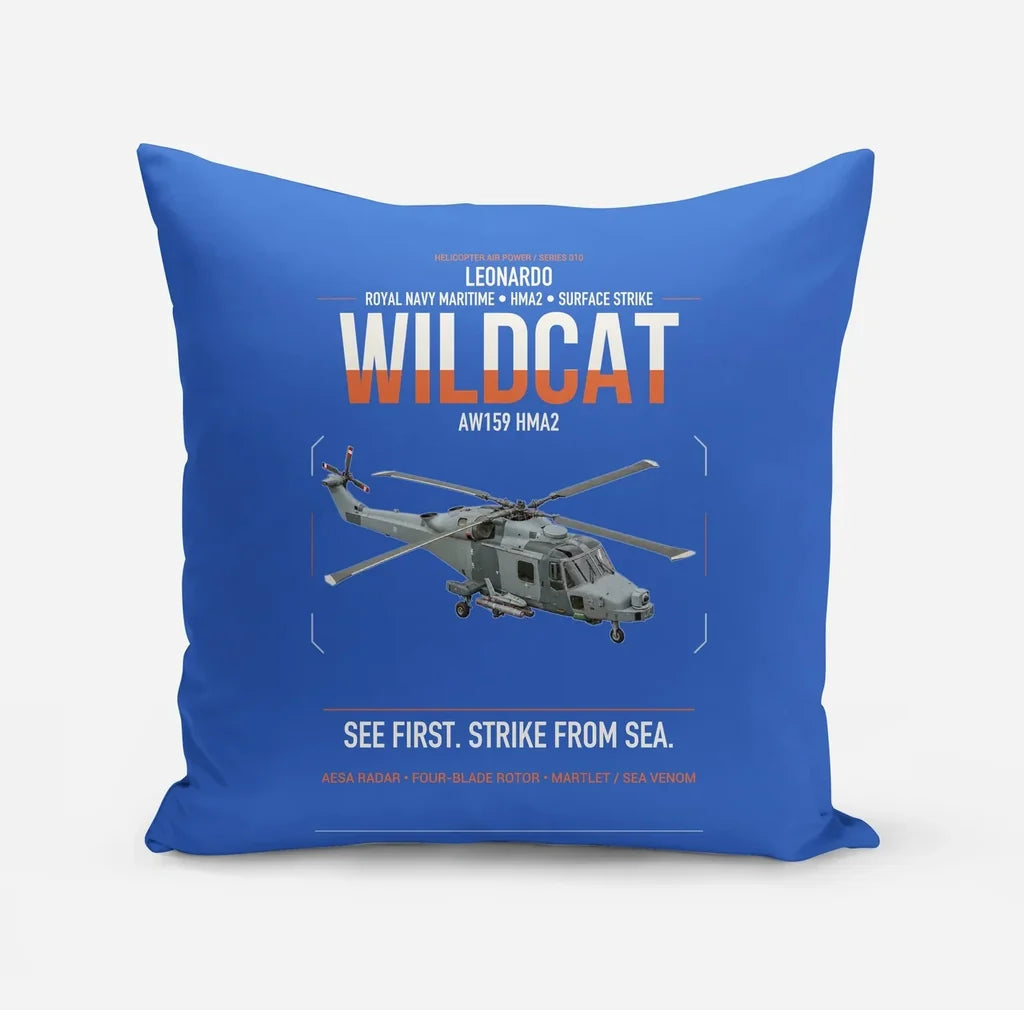 Leonardo AW159 Wildcat HMA2 design on blue pillow
