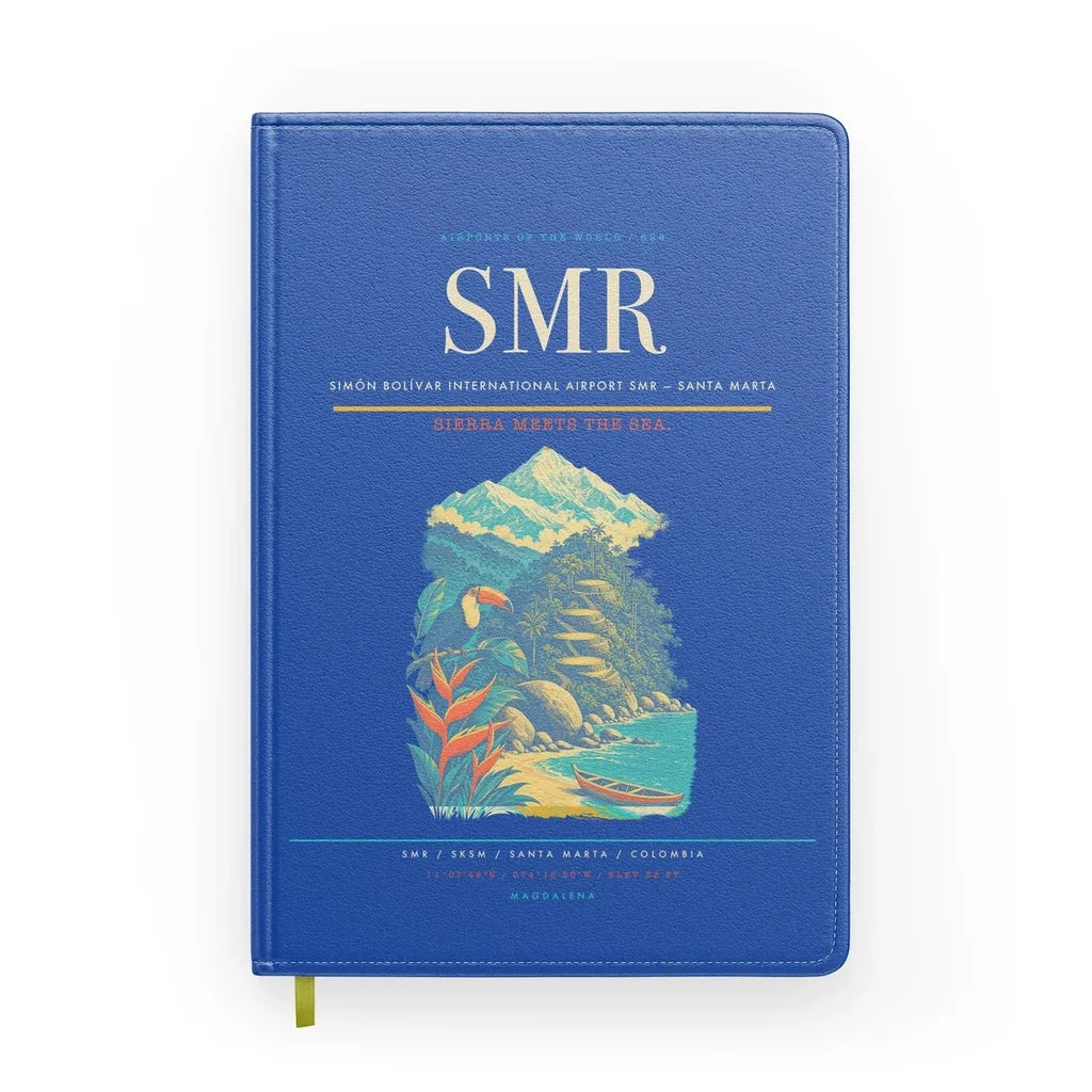 Simón Bolívar International Airport (SMR) design on blue notebook