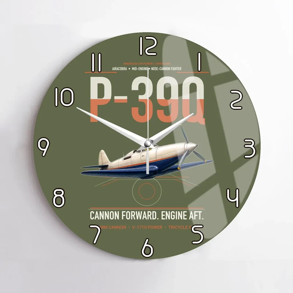 P-39Q Airacobra design on green army no frame wall clock