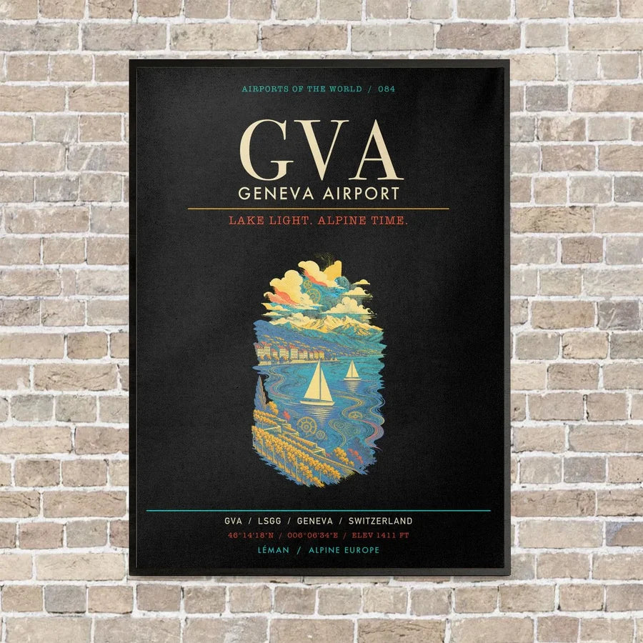 Geneva Airport GVA - Canvas Framed - Black