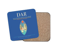 Thumbnail for Julius Nyerere International Airport (DAR) design on blue 1 piece coaster