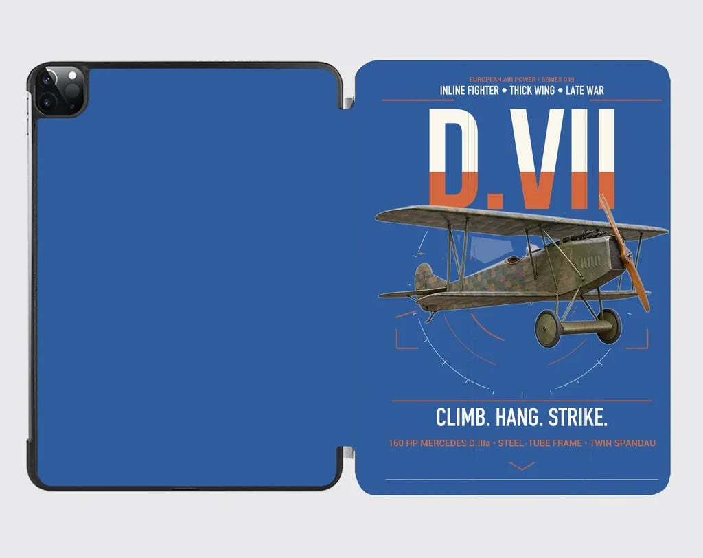 Fokker D.VII design on blue ipad tablet case