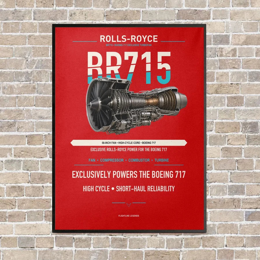 BR715 vertical canvas print - framed - red background