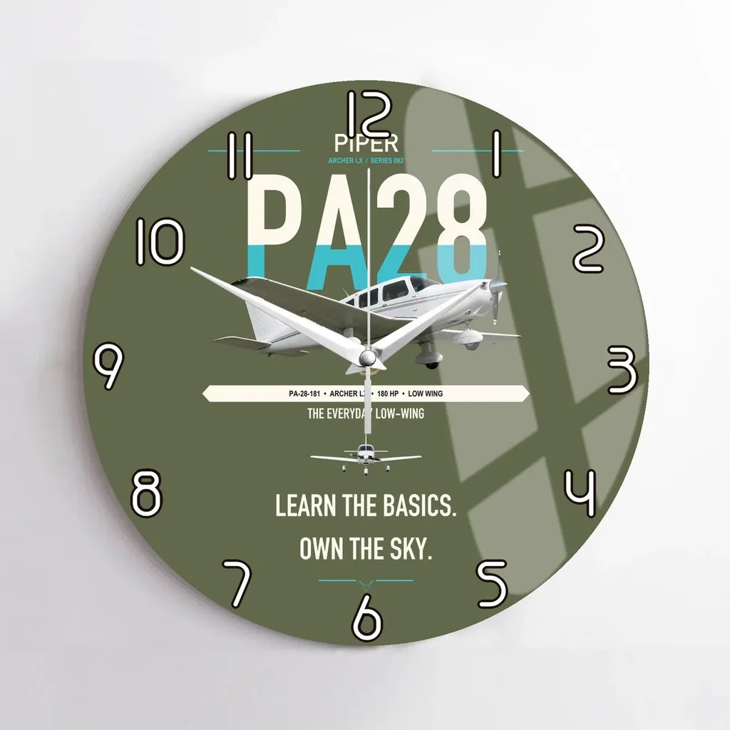 Piper PA-28-181 Archer LX design on green army no frame wall clock