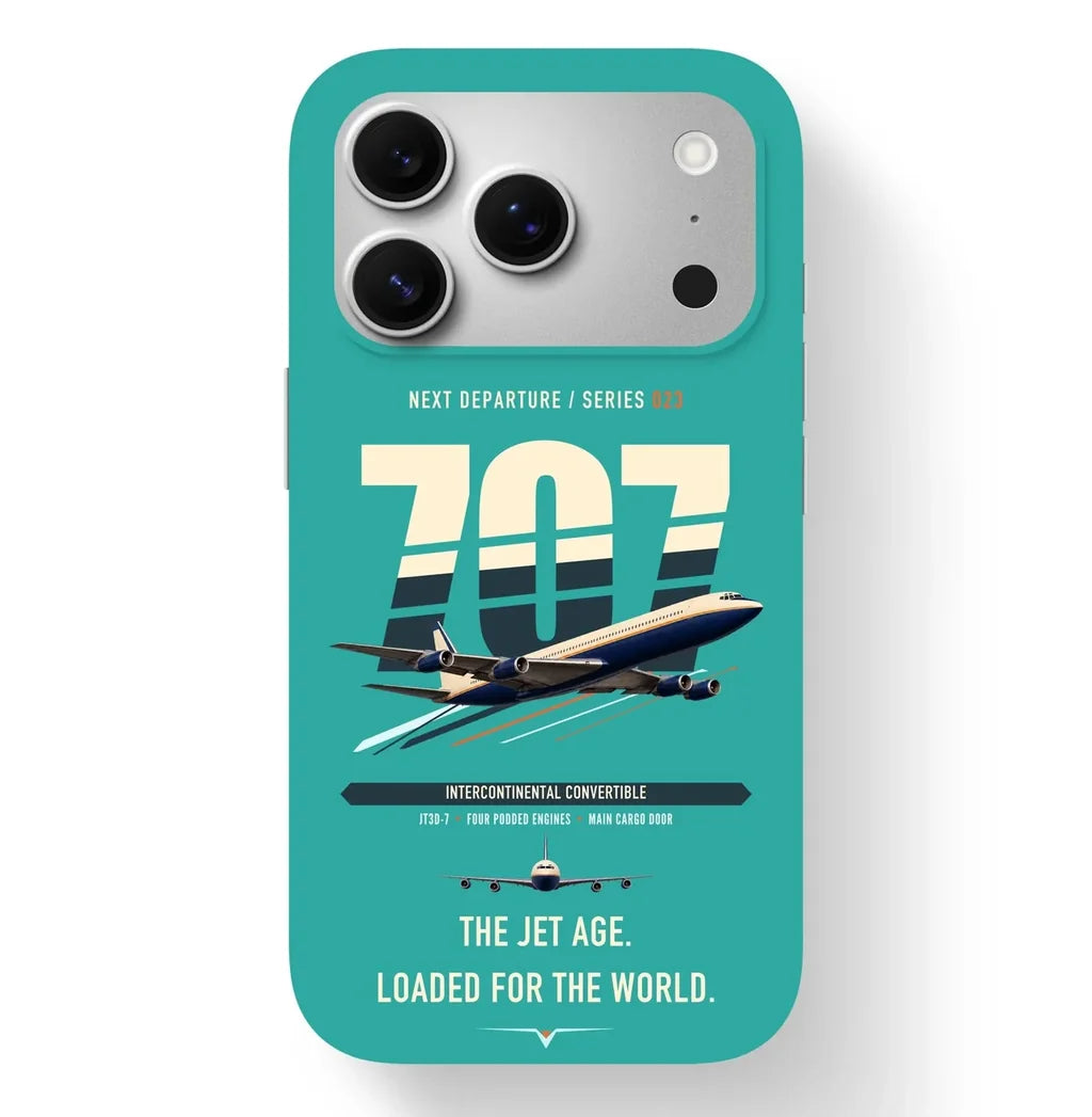 Boeing 707-320C design on turquoise magsafe iphone case
