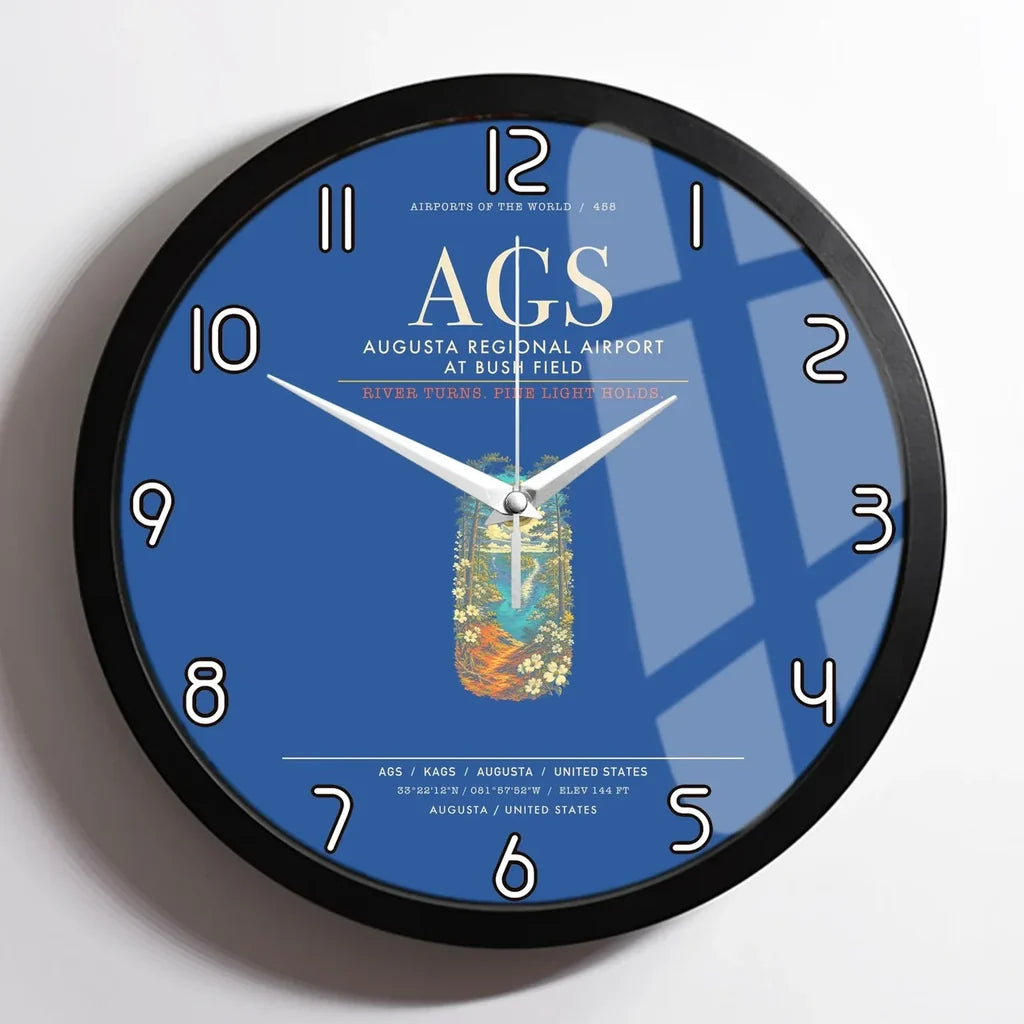 Augusta Regional Airport at Bush Field AGS Wall-Clock Framed - Blue