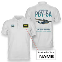 Thumbnail for PBY-5A Catalina design on white+name double-side polo t-shirt, double-side print
