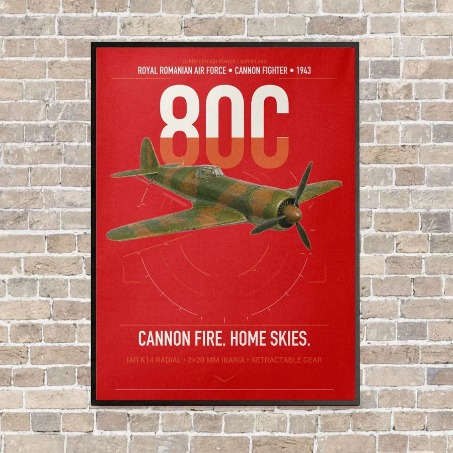 IAR 80C vertical canvas print - framed - red background