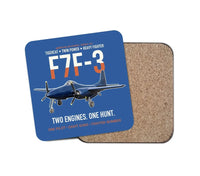 Thumbnail for F7F-3 Tigercat Two Engines One Hunt design on blue 1 piece coaster