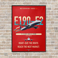 Thumbnail for Embraer E190-E2 vertical canvas print - framed - red background