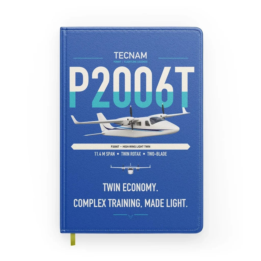 Tecnam P2006T design on blue notebook