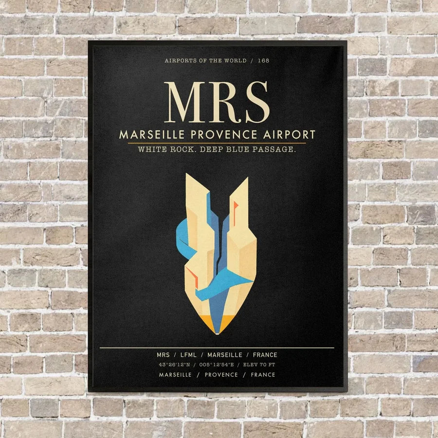 Marseille Provence Airport MRS - Canvas Framed - Black