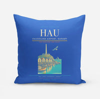 Thumbnail for Haugesund Airport, Karmøy (HAU) design on blue pillow