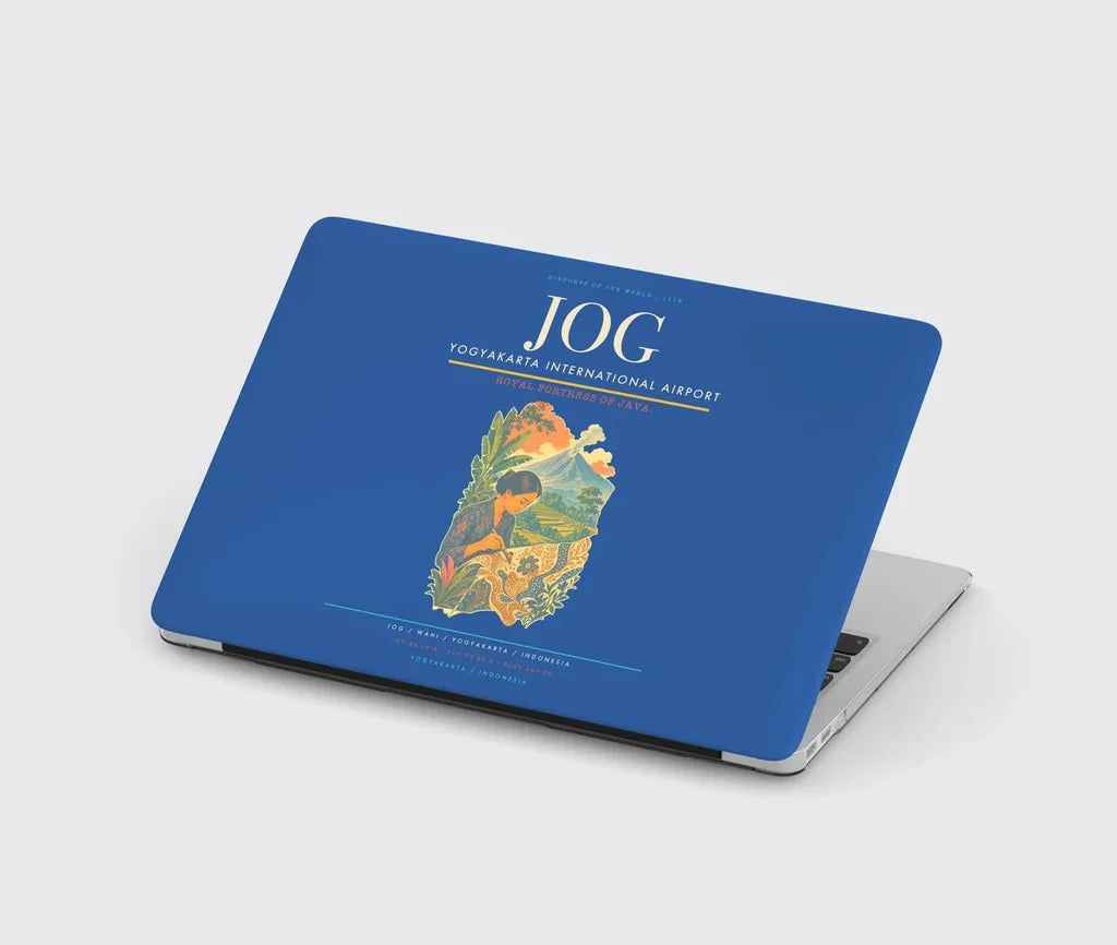 Yogyakarta International Airport (JOG) design on blue MacBook case