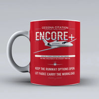 Thumbnail for Cessna Citation Encore+ design on red ceramic mug, double-side print