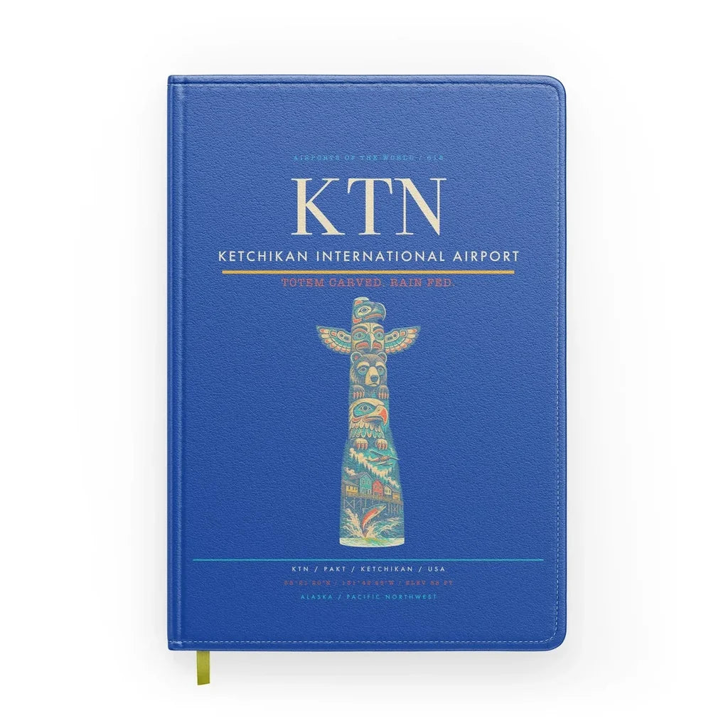 Ketchikan International Airport (KTN) design on blue notebook