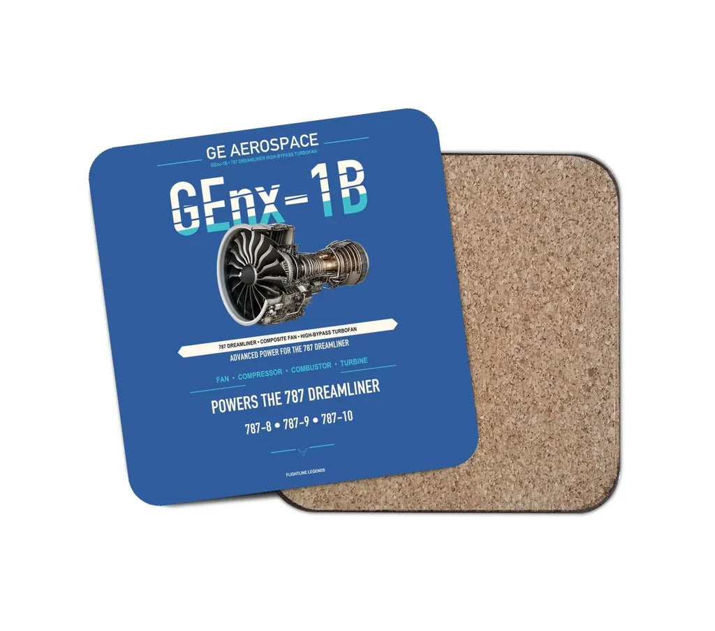GEnx-1B design on blue 1 piece coaster