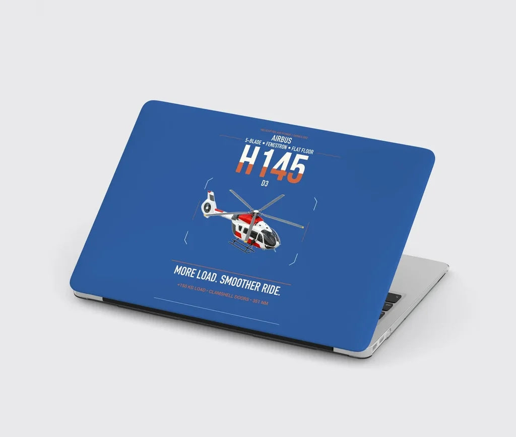 Airbus H145 D3 design on blue MacBook case