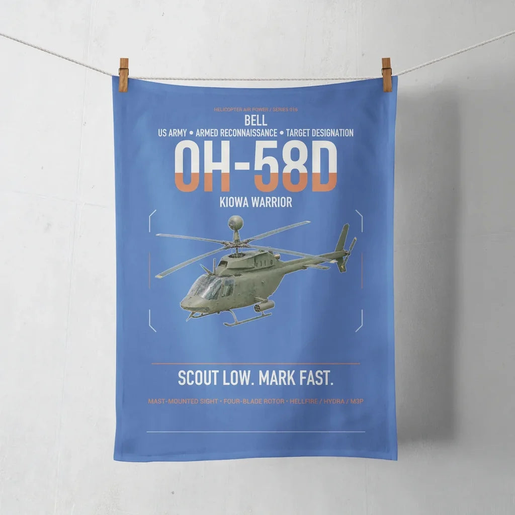 Bell OH-58D Kiowa Warrior design on blue towel
