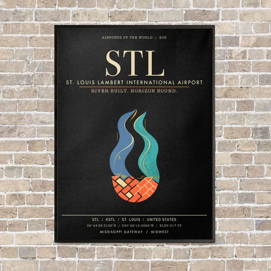 St. Louis Lambert International Airport STL - Canvas Framed - Black