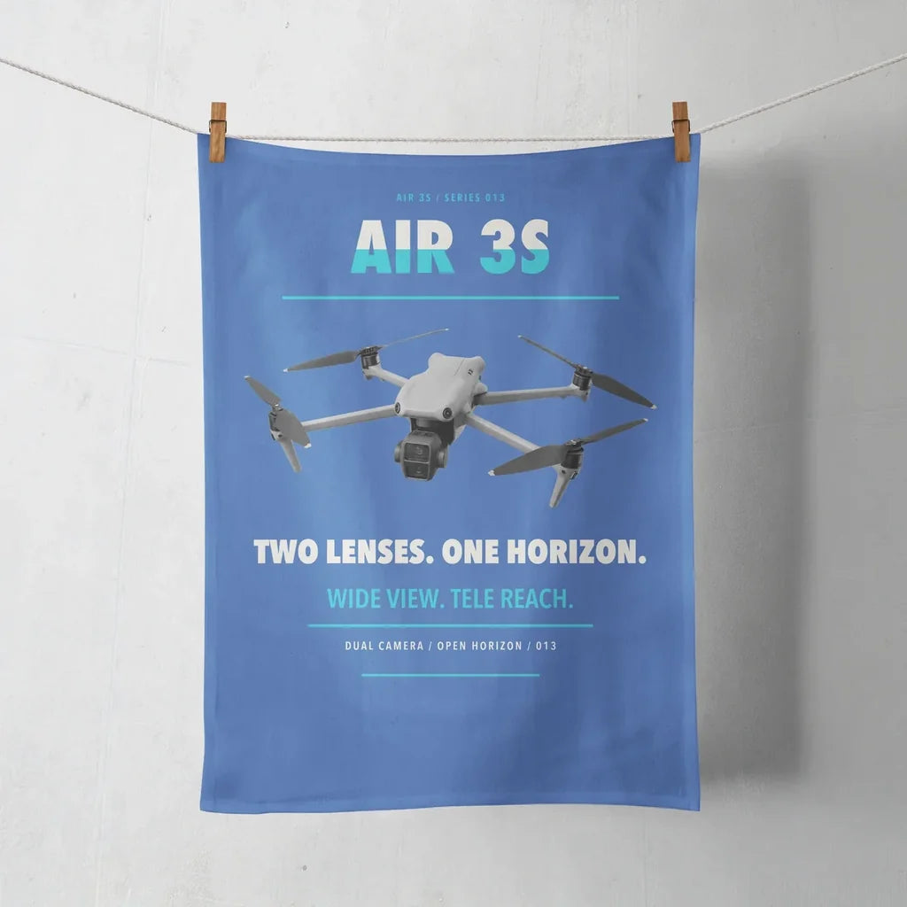DJI Air 3S design on blue towel