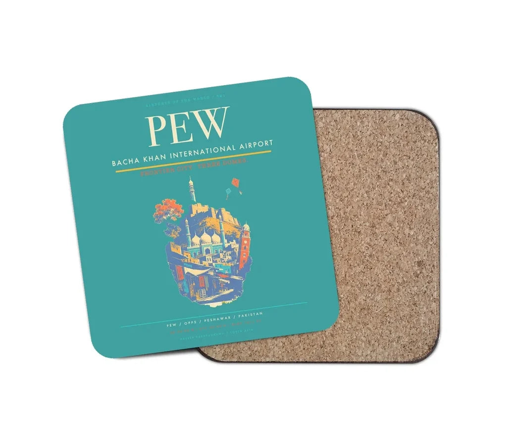 Bacha Khan International Airport PEW Coaster 1-Piece - Turquoise