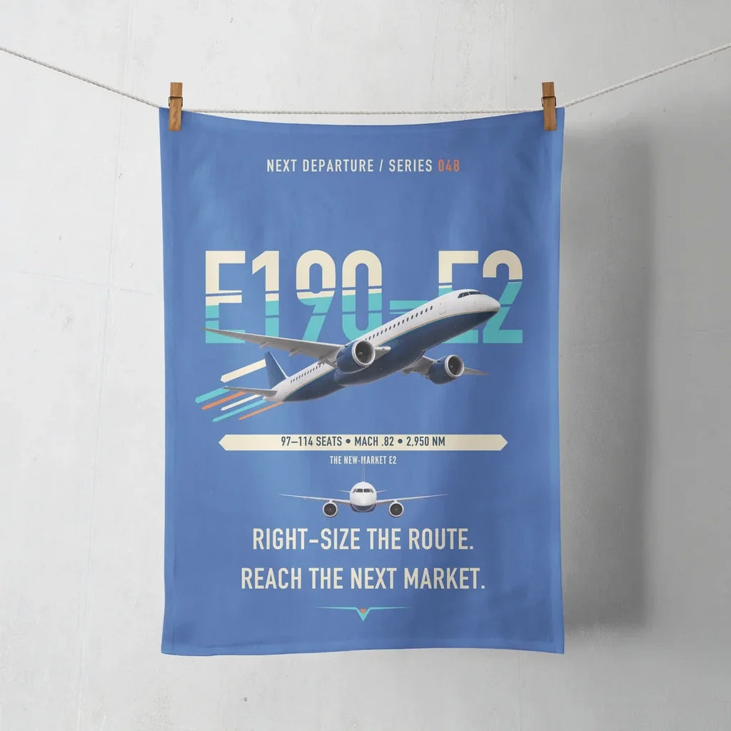 Embraer E190-E2 design on blue towel