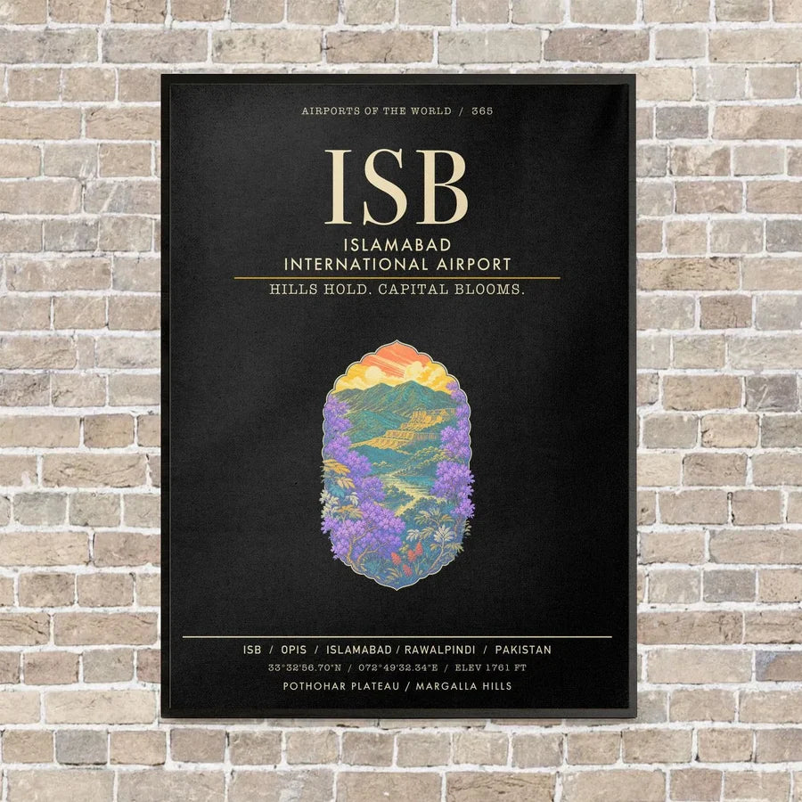 Islamabad International Airport ISB - Canvas Framed - Black