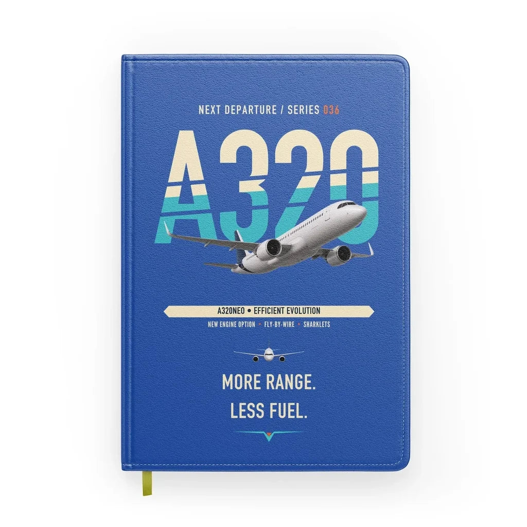 Airbus A320neo design on blue notebook