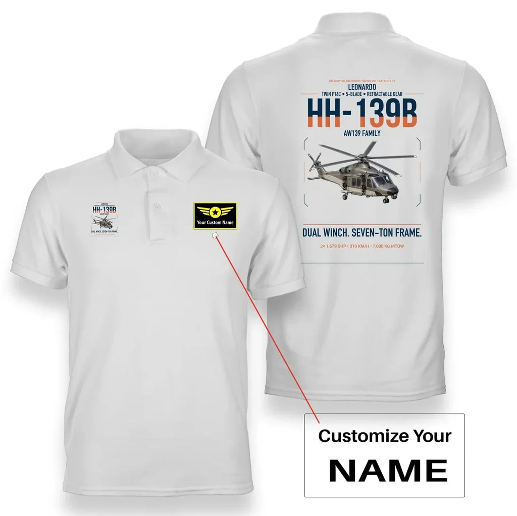 Leonardo HH-139B design on white+name double-side polo t-shirt, double-side print