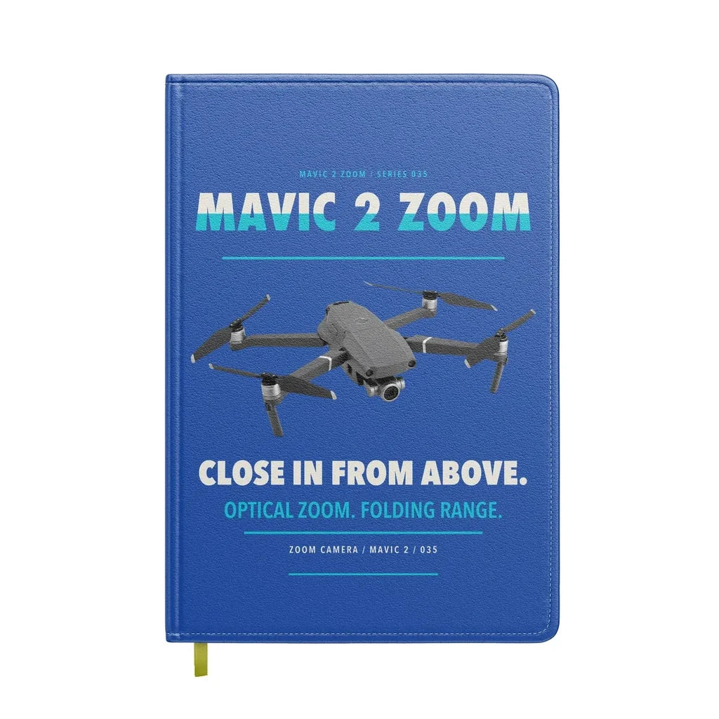 DJI Mavic 2 Zoom design on blue notebook