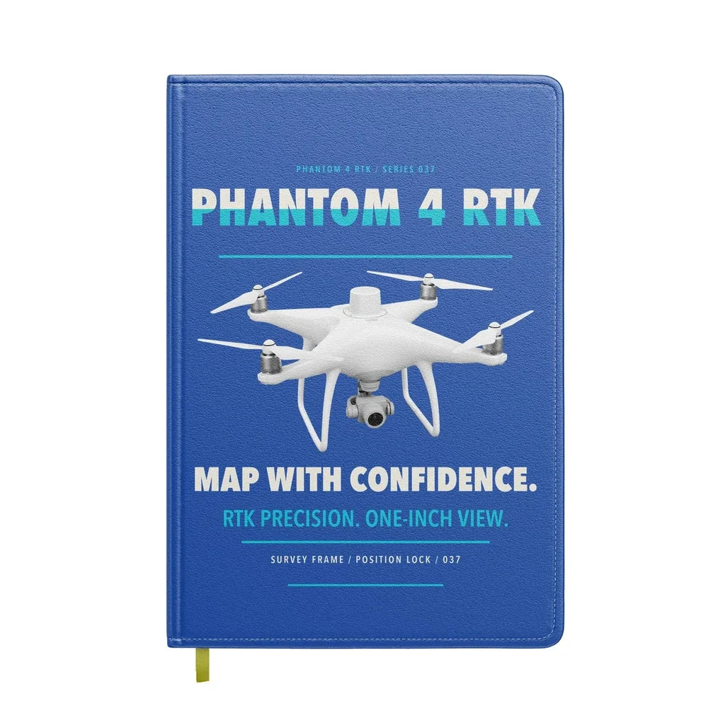 DJI Phantom 4 RTK design on blue notebook