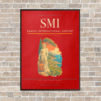 Thumbnail for Samos International Airport SMI vertical canvas print - framed - red background