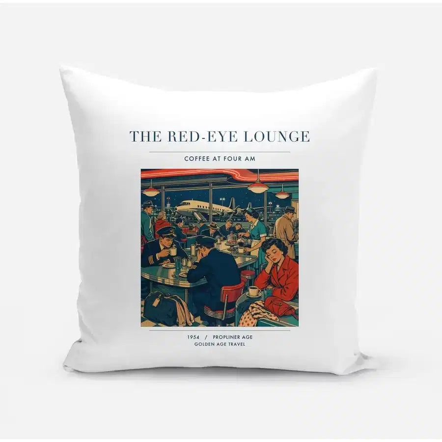 VINTAGE G4082 - The Red-Eye Lounge - Designed Pillows design on white