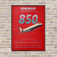 Thumbnail for Bombardier Challenger 850 vertical canvas print - framed - red background