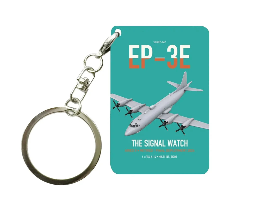 EP-3E ARIES II design on turquoise designed key chain, double-side print