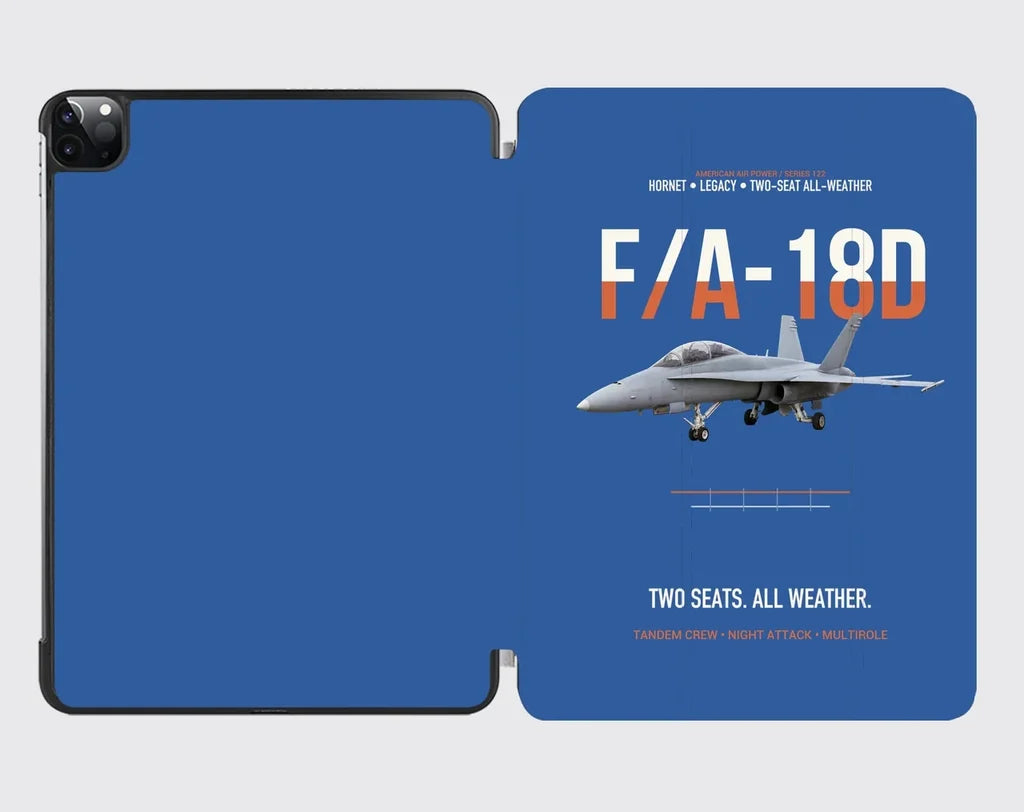F-A-18D Hornet Two Seats All Weather design on blue ipad tablet case
