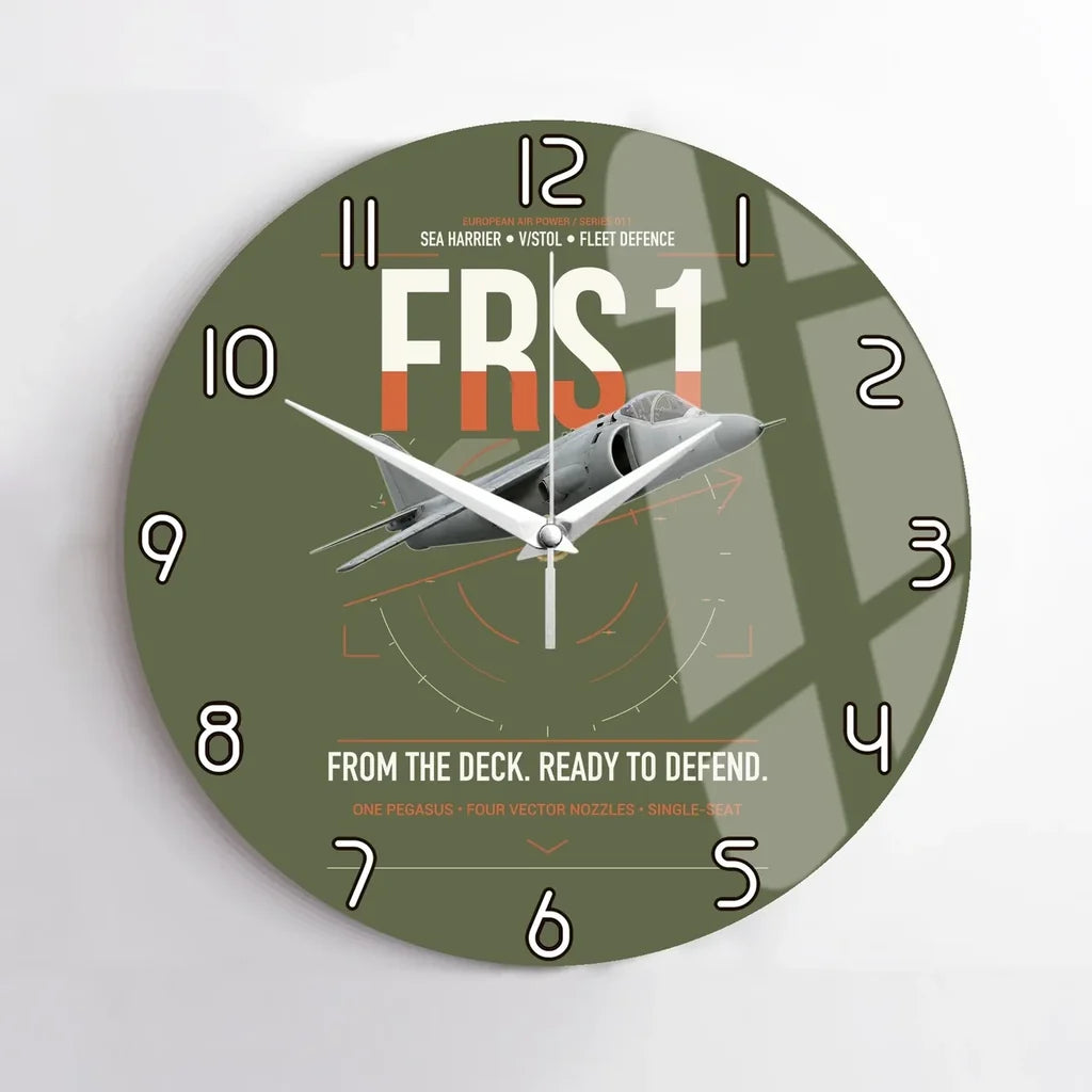 British Aerospace Sea Harrier FRS.1 design on green army no frame wall clock